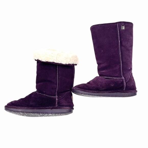 BEARPAW PURPLE SUEDE SHEEPSKIN WOOL MID CALF BOOTS - 7 SHEARLING - Picture 12 of 14